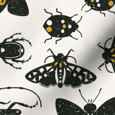 retro insects l black gold original pattern