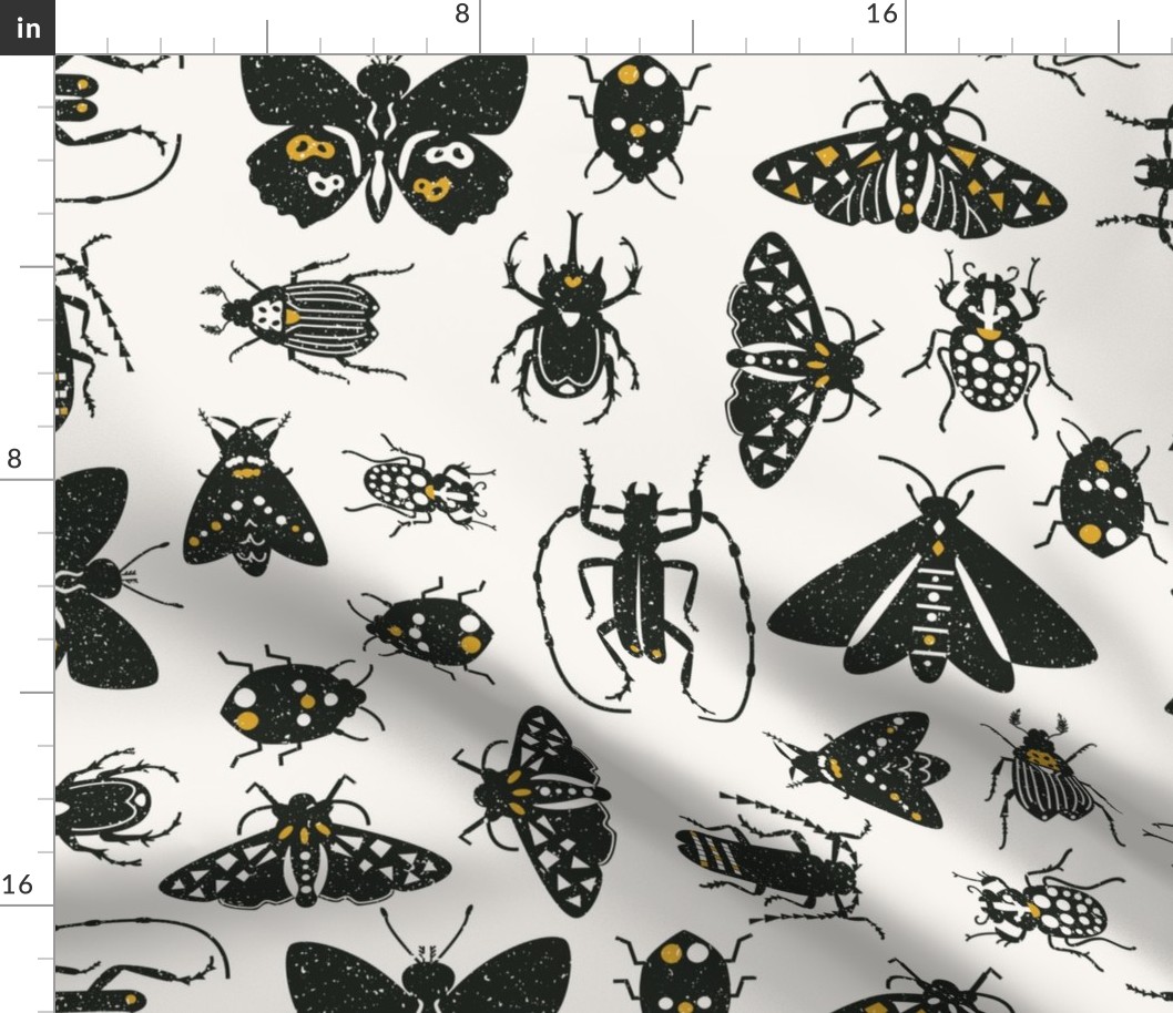 retro insects l black gold original pattern