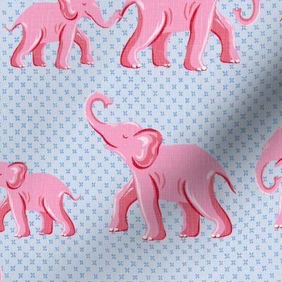 elephant parade/vibrant pink on blue/medium
