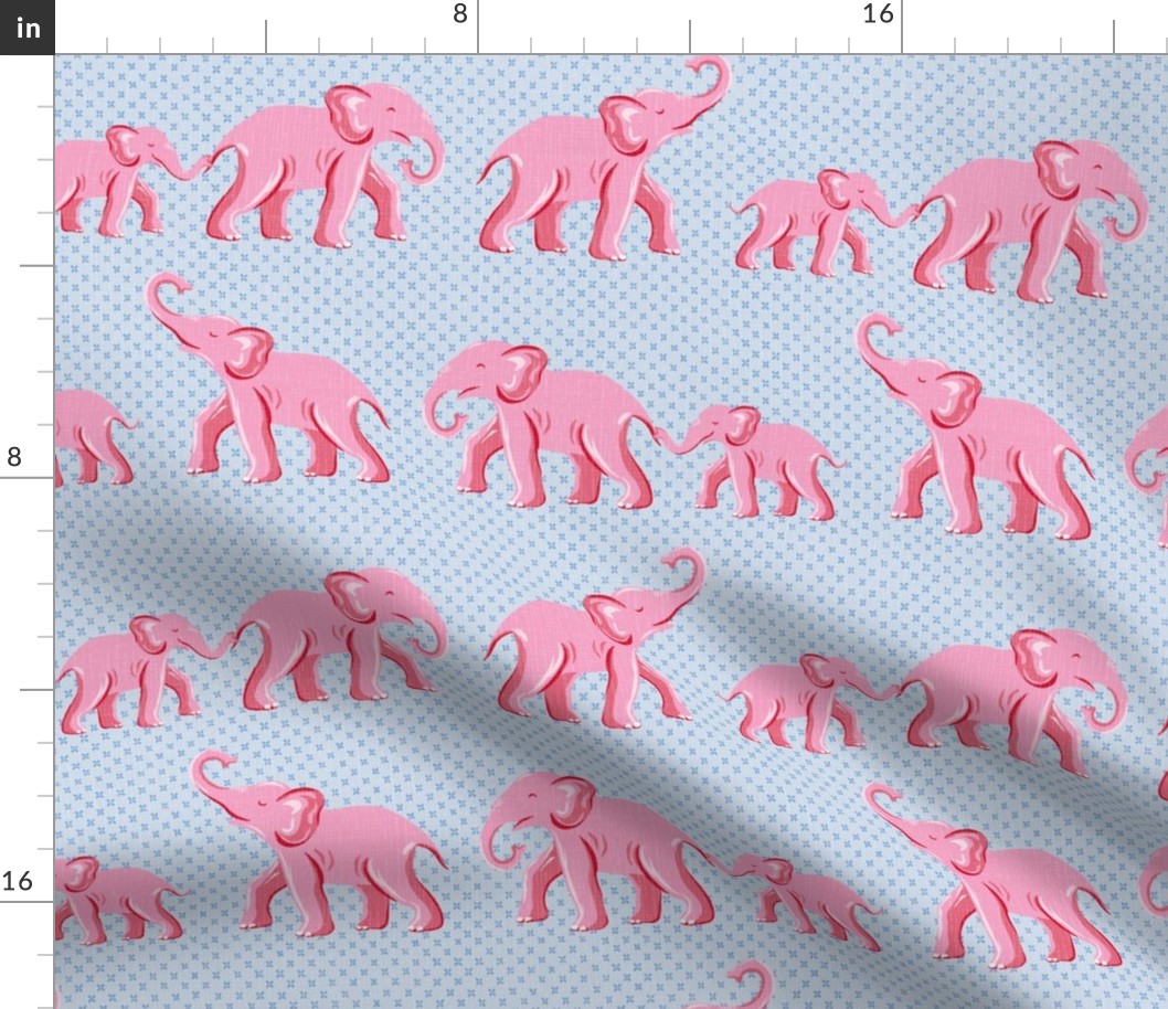 elephant parade/vibrant pink on blue/medium