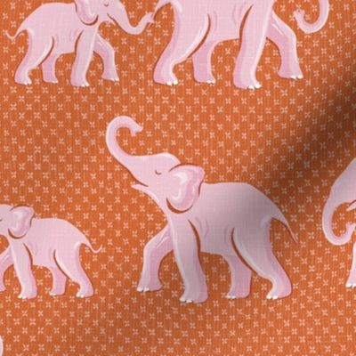 elephant parade/pink on orange/medium