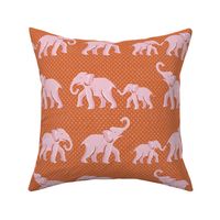 elephant parade/pink on orange/medium