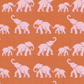 elephant parade/pink on orange/medium