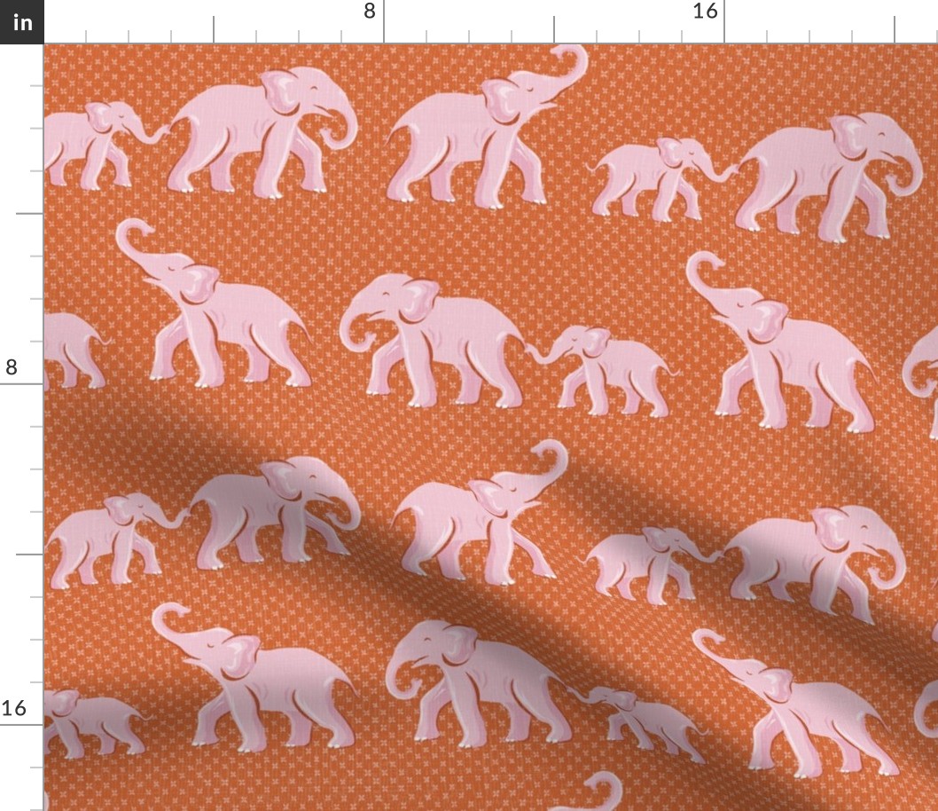 elephant parade/pink on orange/medium