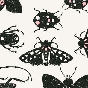 retro insects l black pink original pattern