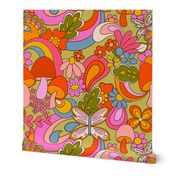 Sienna summer love sixties seventies psychedelic floral toadstools mushrooms party