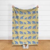 elephant parade/blue on yellow/large