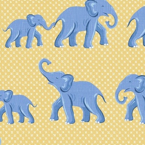 elephant parade/blue on yellow/large