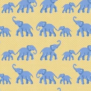 elephant parade/blue on yellow/medium