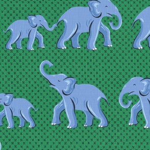elephant parade/vibrant blue and green/large