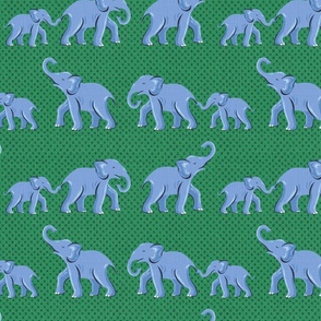 elephant parade/vibrant blue and green/medium