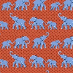 elephant parade/vibrant blue and red/medium