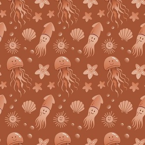 Cute Jellyfish in Copper tones–Large Scale