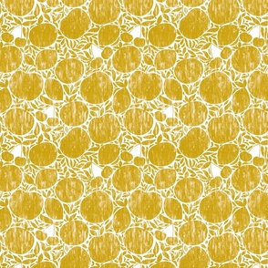 Rustic Fruits in Golden Yellow - Farmhouse Linen Texture / Medium
