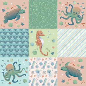 Cute Ocean Creatures Baby Cheater Quilt