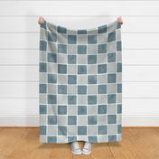 Hand Painted Watercolor Check Pattern in Denim Blue Jumbo Scale 24"