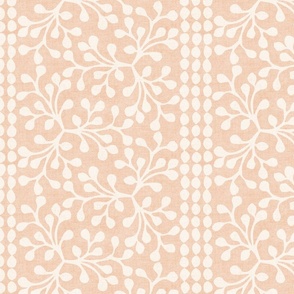 {linen look} Block Print Branch Stripe (Xlarge), softest peach