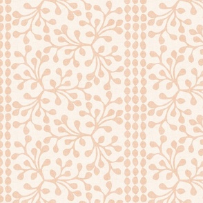 {linen look} Block Print Branch Stripe (Xlarge), ivory softest peach