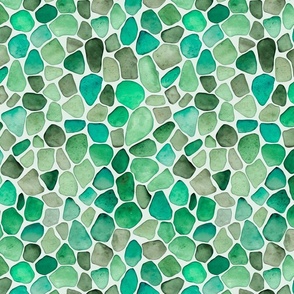 Ocean Vibe Seaglass Watercolor Pattern In Shades Of  Green Smaller Scale