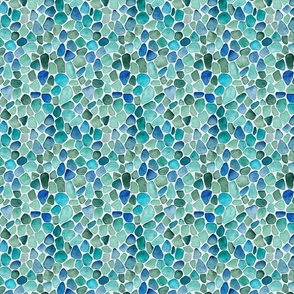 Ocean Vibe Seaglass Watercolor Pattern In Shades Of Blue And Turquoise Tiny