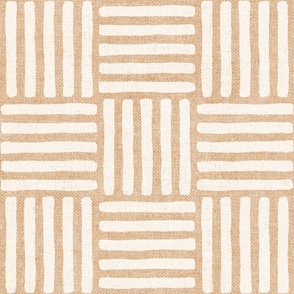 {chunky linen} Block Print Weave Check (Jumbo), honey gold