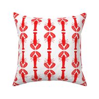 small - Lobsters in geometric rows - watercolor bright red on white