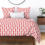 small - Lobsters in geometric rows - watercolor bright red on white