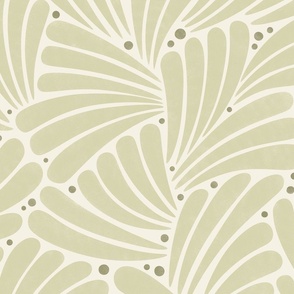 fireworks shapes - abstract leaves - monochrome sage green (large scale) 