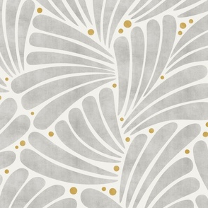  fireworks shapes - abstract leaves - silver grey / mustard (large scale)
