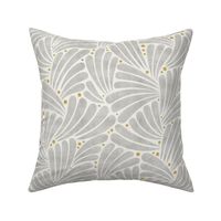 fireworks shapes - abstract leaves - silver grey / mustard (medium scale)