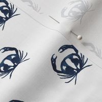 small - Crabs in geometric rows - watercolor indigo blue on white