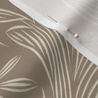 large scale// classic botanical line art - grey brown_ pale grey chalk