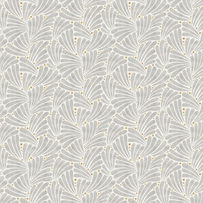  fireworks shapes - abstract leaves - silver grey / mustard (small scale)