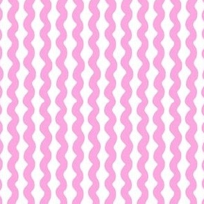 Extra Small Wavy stripe - pink and white - Lavender Pink organic stripe on a white background - abstract geometric minimal modern lines - bold wallpaper