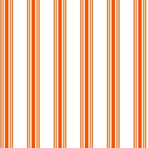 Small - 5 stripes - Orange red on white - Tomato orange - classic coastal neutral wallpaper - Farmhouse ticking stripe - happy nursery gender neutral