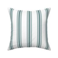 Small - 5 stripes - Teal green on white - Benjamin Moore Aegean Teal - classic coastal neutral wallpaper - Farmhouse ticking stripe