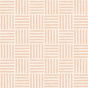 {linen look} Block Print Weave Check (Large), ivory softest peach