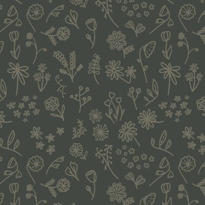 Simple flora - gray & tan