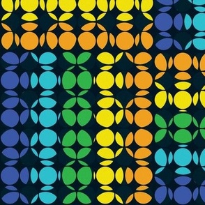 Abstract circles in orange, yellow, green, blue and purple