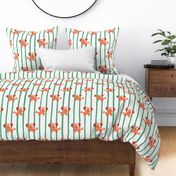 Medium - Cute lobster stripe - orange red lobsters on a Kelly green and white stripe - cute kids nursery childrens clothing - preppy summer kawaii shellfish