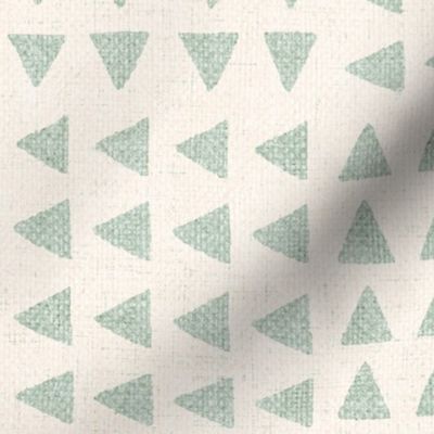 {chunky linen} Block Print Triangles (Jumbo), ivory pale green