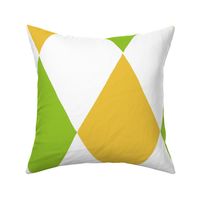 Large - harlequin diamond - Bright medium green Mustard yellow and white - hand drawn brush stroke - Rhombus Lozenge pattern Checkered Geometric - fun happy boy nursery wallpaper