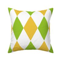 Medium - harlequin diamond - Bright medium green Mustard yellow and white - hand drawn brush stroke - Rhombus Lozenge pattern Checkered Geometric - fun happy boy nursery wallpaper