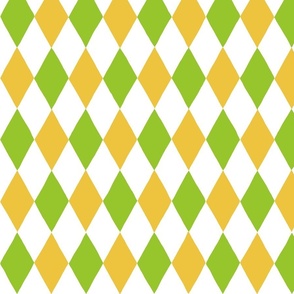 Small - harlequin diamond - Bright medium green Mustard yellow and white - hand drawn brush stroke - Rhombus Lozenge pattern Checkered Geometric - fun happy boy nursery wallpaper