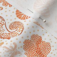 Medium - Under the sea - Orange and white - Beach life - Seahorses seahorse Sea Horse starfish shells seashells Seaweed lobster crab - Nautical Preppy