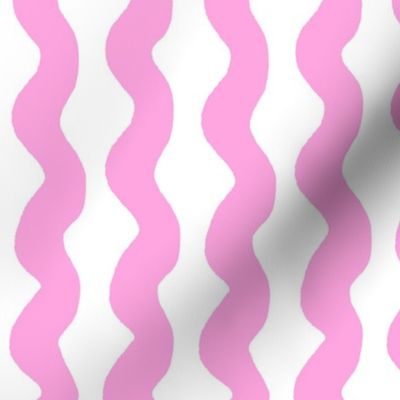 Medium Wavy stripe - pink and white - Lavender Pink organic stripe on a white background - abstract geometric minimal modern lines - bold wallpaper