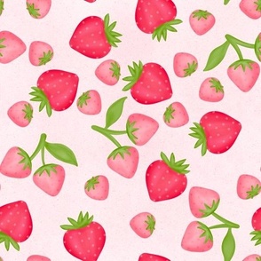 Pink Strawberries on Pale Pink Background