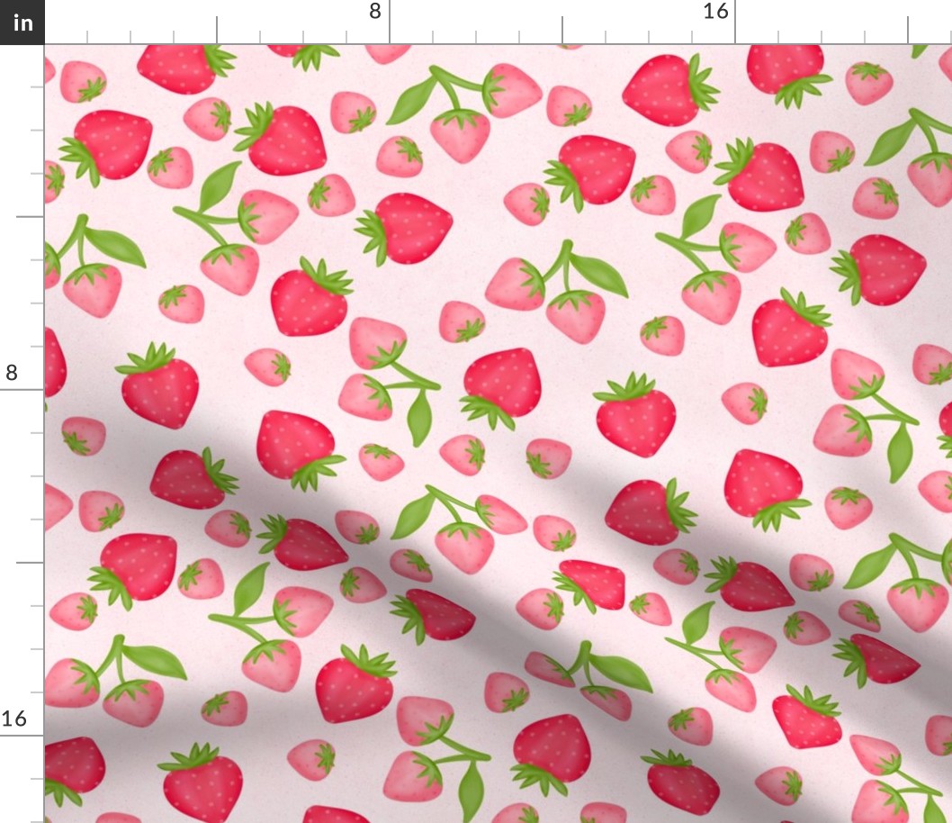 Pink Strawberries on Pale Pink Background