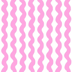 Large Wavy stripe - pink and white - Lavender Pink organic stripe on a white background - abstract geometric minimal modern lines - bold wallpaper