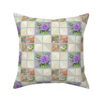 6x6-Inch Repeat of Faux Quilt with Purple Hydrangea